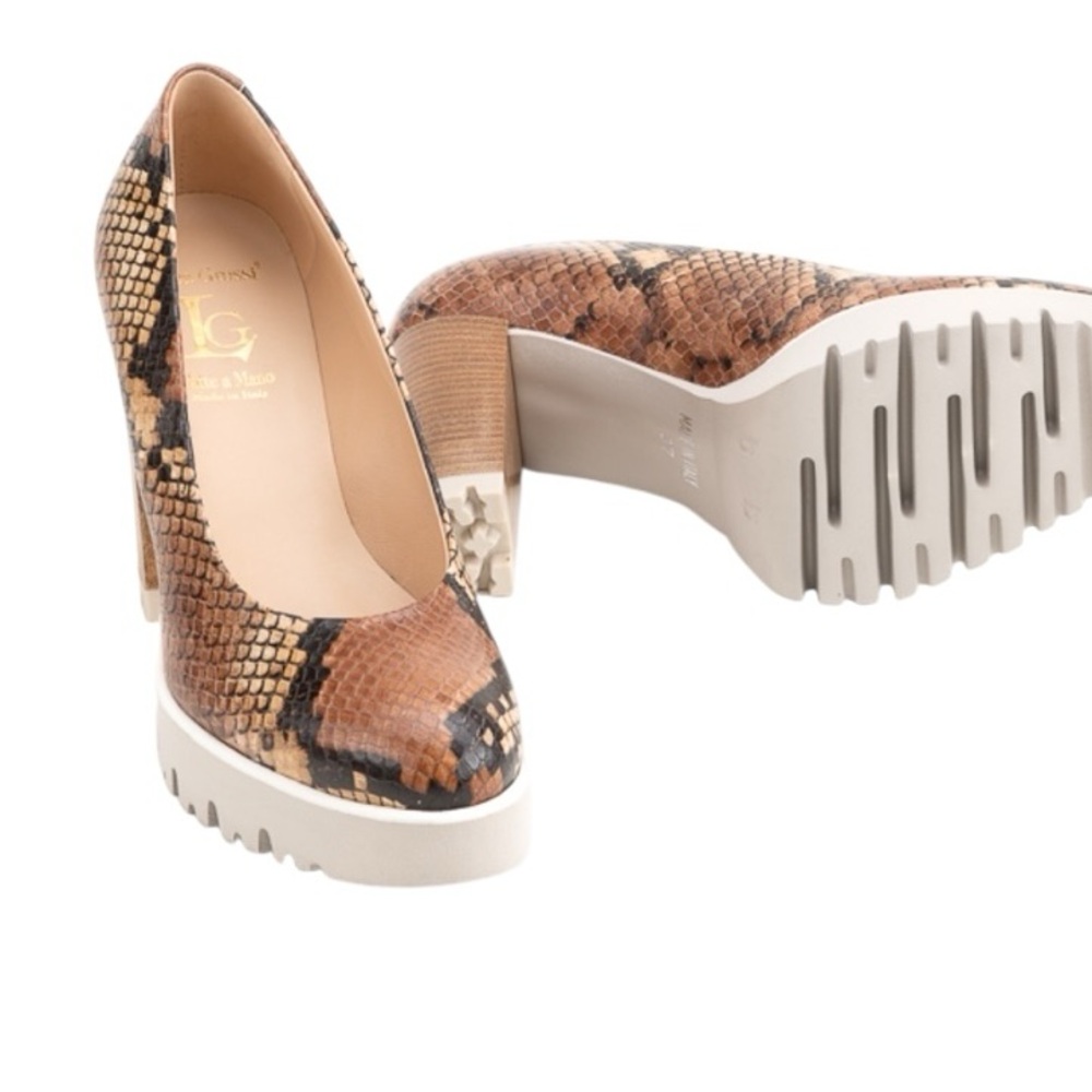 New In Box Luca Grossi Oriana 3901 Cognac Python Print Heels Size 38/US 8 - Picture 5 of 14